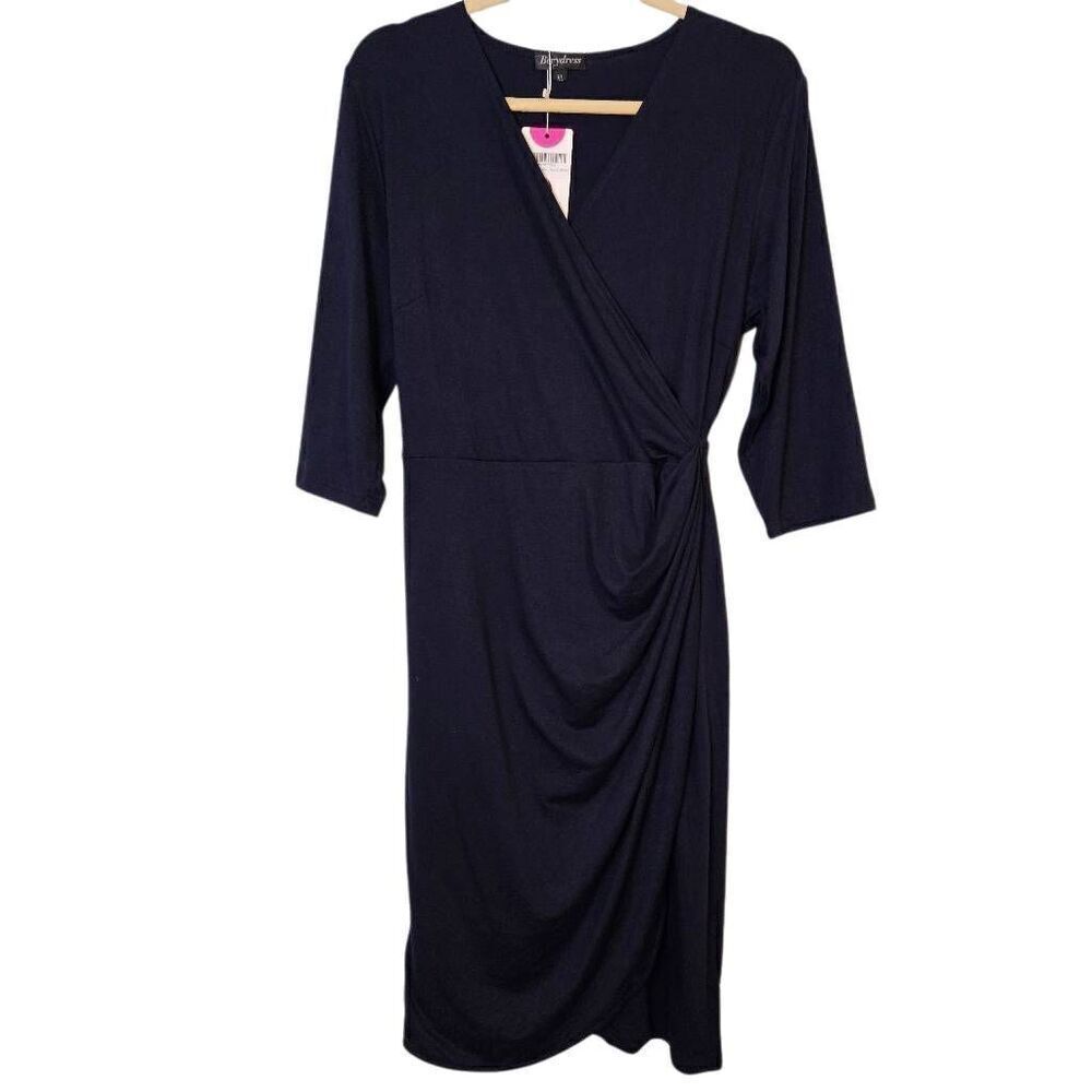 Berydress navy 3/4 sleev midi dress. Size XL NWT.